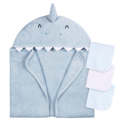 Gerber Baby 4 Piece Animal Character Hooded Towel and Washcloth Set, Brown Lion, One Size