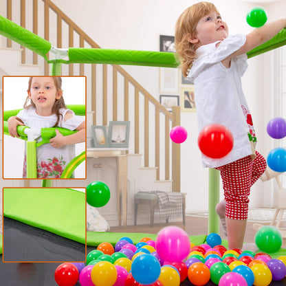 Merax 55" Mini Trampoline for Kids, 4.5FT Indoor Outdoor Toddler Trampoline with Safety Enclosure Net and Pit Balls Baby Small Trampoline Birthday Gifts for Girl and Boy Age 3 Months and up,