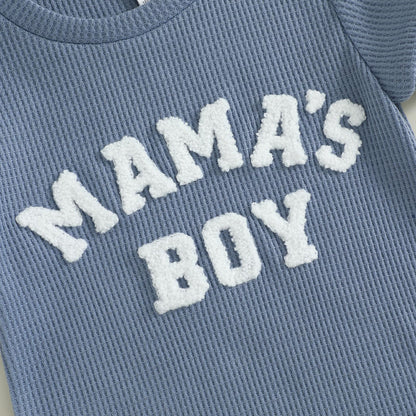 MERSARIPHY Newborn Baby Boy Summer Clothes Mama's Boy Little Dude Short Sleeve Romper Shorts Set Infant Waffle Knit Outfit