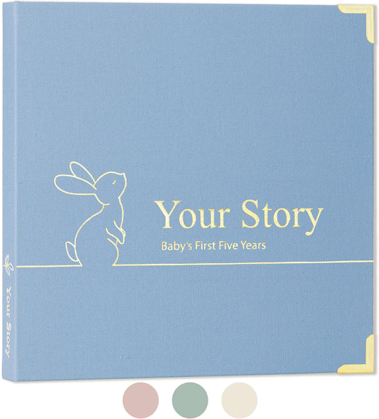 Baby Book Keepsake Boy or Girl Timeless Baby Memory Book First 5 Years for Baby Shower Gender Neutral Baby Scrapbook New Mom Gift Baby Journal from Birth to Age 5 Milestone Book Sage Green