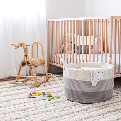 OrganiHaus Large Blanket Basket for Living Room 20x13, Rainbow Rope Basket for Classroom Organization, Toy Storage Basket, Woven Kids Laundry Basket, Baby Toy Box, Cute Storage Basket, Nursery Hamper