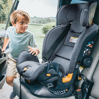 Chicco OneFit ClearTex All-in-One Car Seat, Slim Design, Rear-Facing Seat for Infants 5-40 lbs., Forward-Facing 25-65 lbs., Booster 40-100 lbs., Convertible Car Seat | Lilac/Purple