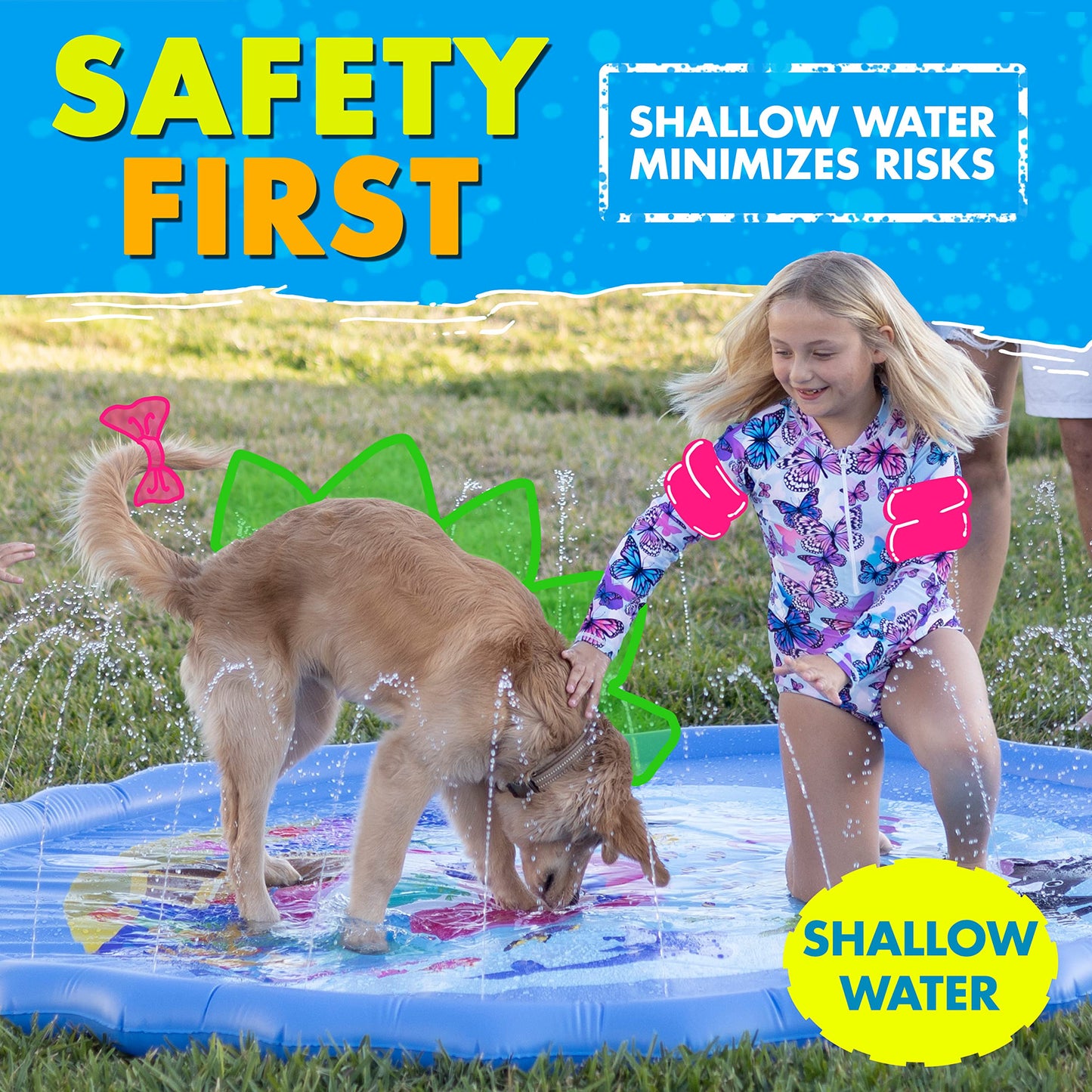 SplashEZ 3-in-1 Splash Pad, Sprinkler for Kids & Baby Pool for Learning – Toddler Sprinkler Pool, 60’’ Outside Water Toys – “from A to Z” Outdoor Play Mat for Babies & Toddlers
