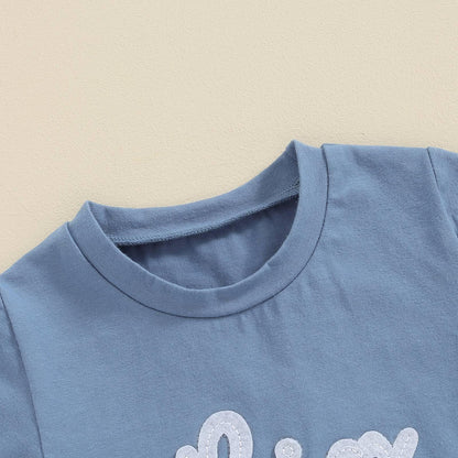 Toddler Baby Boy Summer Clothes Letter Short Sleeve T Shirt/Romper Casual Shorts Set Brother Matching Outfits