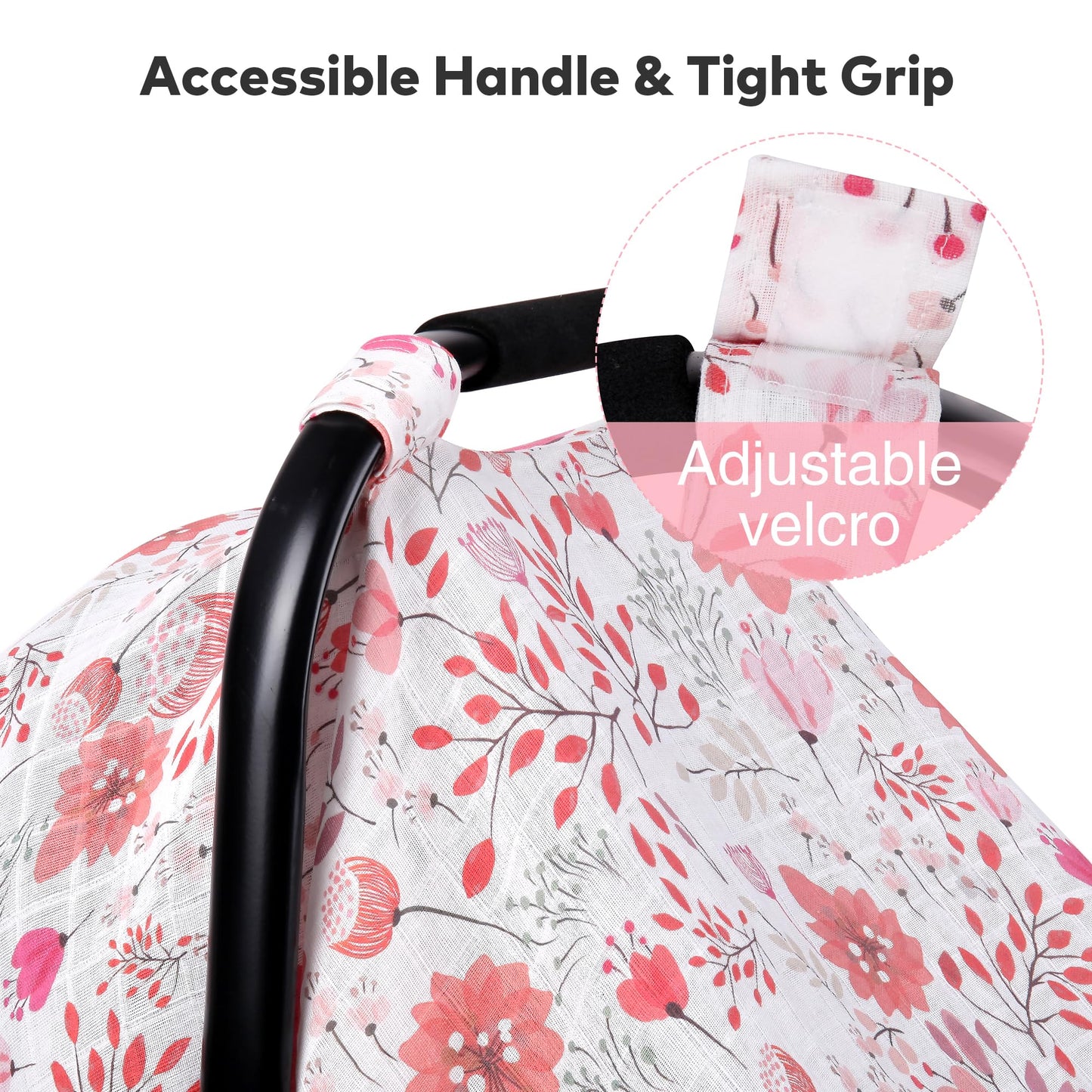 Rquite Car Seat Cover, Muslin Cotton Infant Car Seat Canopy, Breathable Baby Carrier Cover, Summer Stroller Sun Shade, Flower