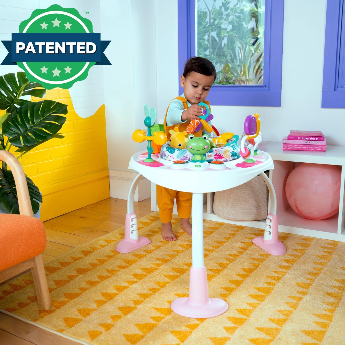 Bright Starts Bounce Bounce Baby 2-in-1 Activity Center Jumper & Table - Playful Pond (Green), 6 Months+
