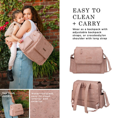 Petunia Pickle Bottom Boxy Backpack Deluxe, Diaper Bag for Parents, Stylish Baby Bag, Spacious Backpack, On-The-Go Moms, Toffee Rose