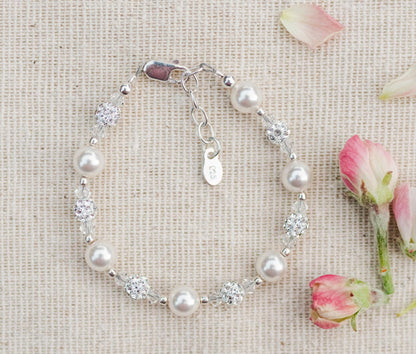 Cherished Moments Children's 14K Gold-plated or Sterling Silver Bracelet with Stardust Beads and Austrian Crystals for Babies, Infants, Toddlers, and Girls Jewelry Gifts