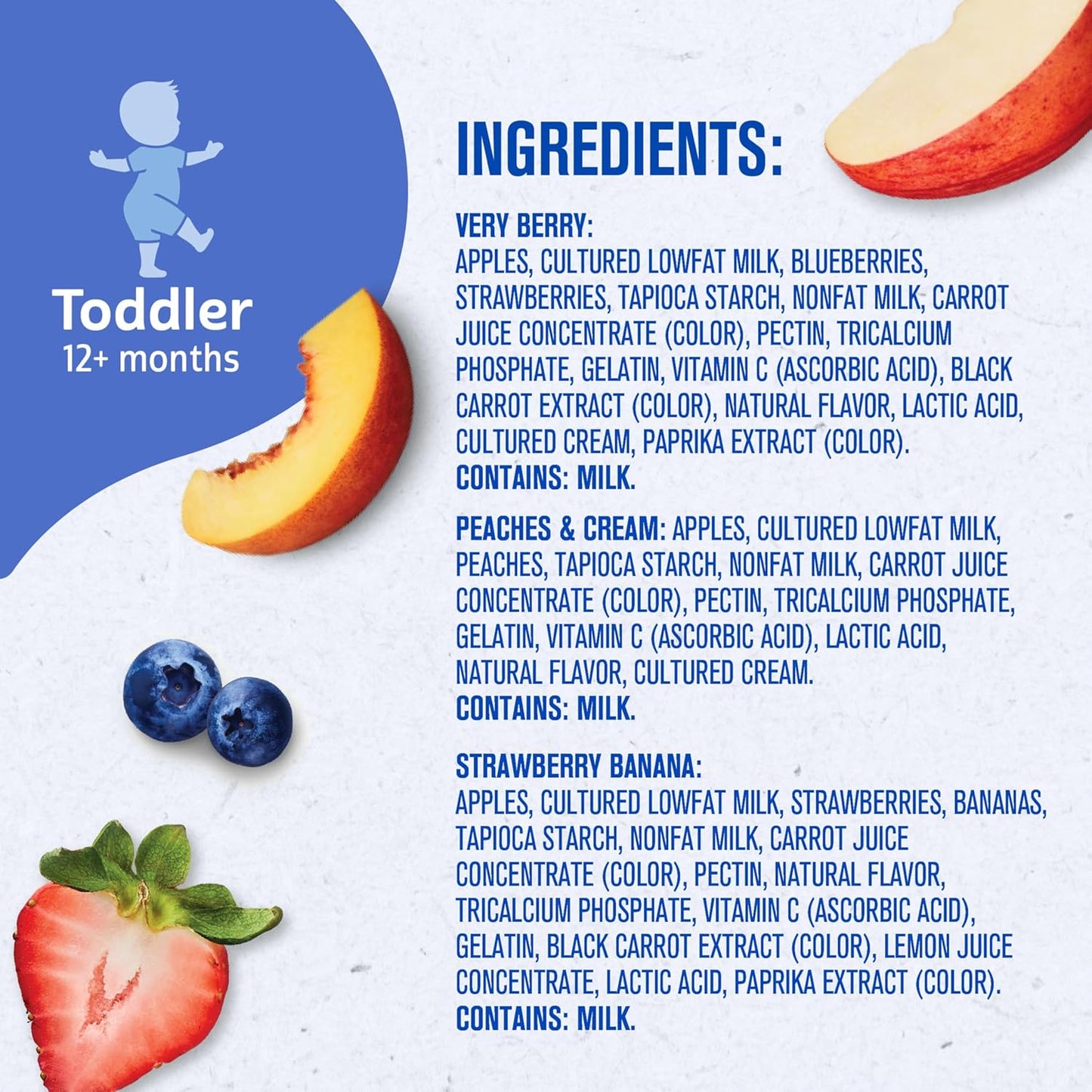Gerber Baby Food Pouches, Very Berry (3), Peaches & Cream (2), Strawberry Banana (2), Value Pack, Fruit and Yogurt, Toddler, (3.5 oz each), (Pack of 9)