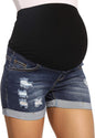 V VOCNI Maternity Denim Shorts Women's Summer High Waist Distressed Cuffed Hem Casual Denim Jeans Short