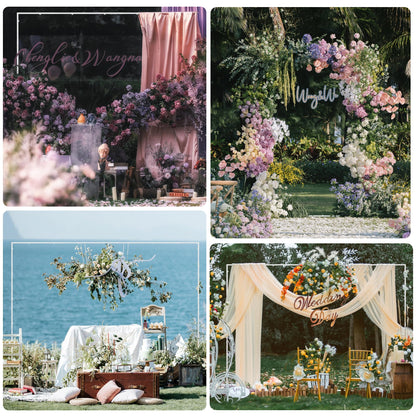 Wokceer Wedding Arch Backdrop Stand Square 6.6FTx6.6FT Gold Metal Balloon Arch Stand Garden Arbor Backdrop Frame for Wedding Birthday Party Baby Shower Photo Booth Background Decoration