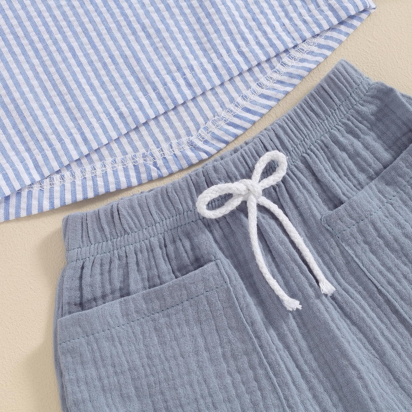 fhutpw Baby Boy Summer Outfits Henley Shirt Soft Pocket Short Sleeve Tops & Shorts Sets Infant 3 6 12 18 Months 2T Clothes