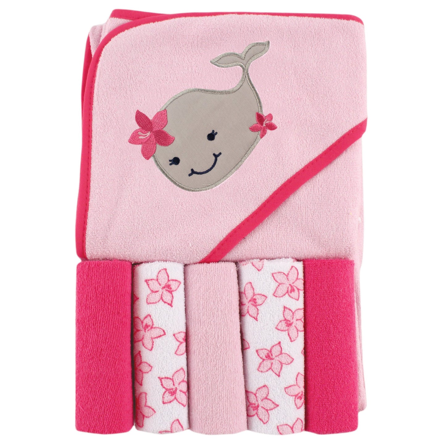 Luvable Friends Unisex Baby Hooded Towel with Five Washcloths, Cotton,Polyester,Ikat Elephant, One Size