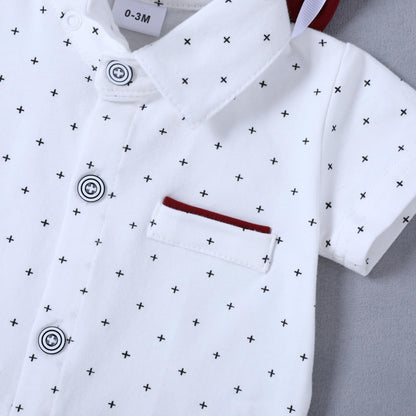 ZOEREA Baby Boy Clothes Suit Infant Short Sleeve Gentleman Outfits Dress Shirt+Bowtie+Suspender Shorts 0-18M