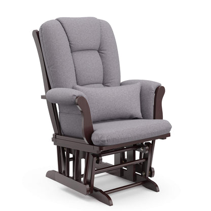 Storkcraft Tuscany Custom Glider and Ottoman with Free Lumbar Pillow (White/Slate Gray Swirl) - Cleanable Upholstered Comfort Rocking Nursery Chair with Ottoman