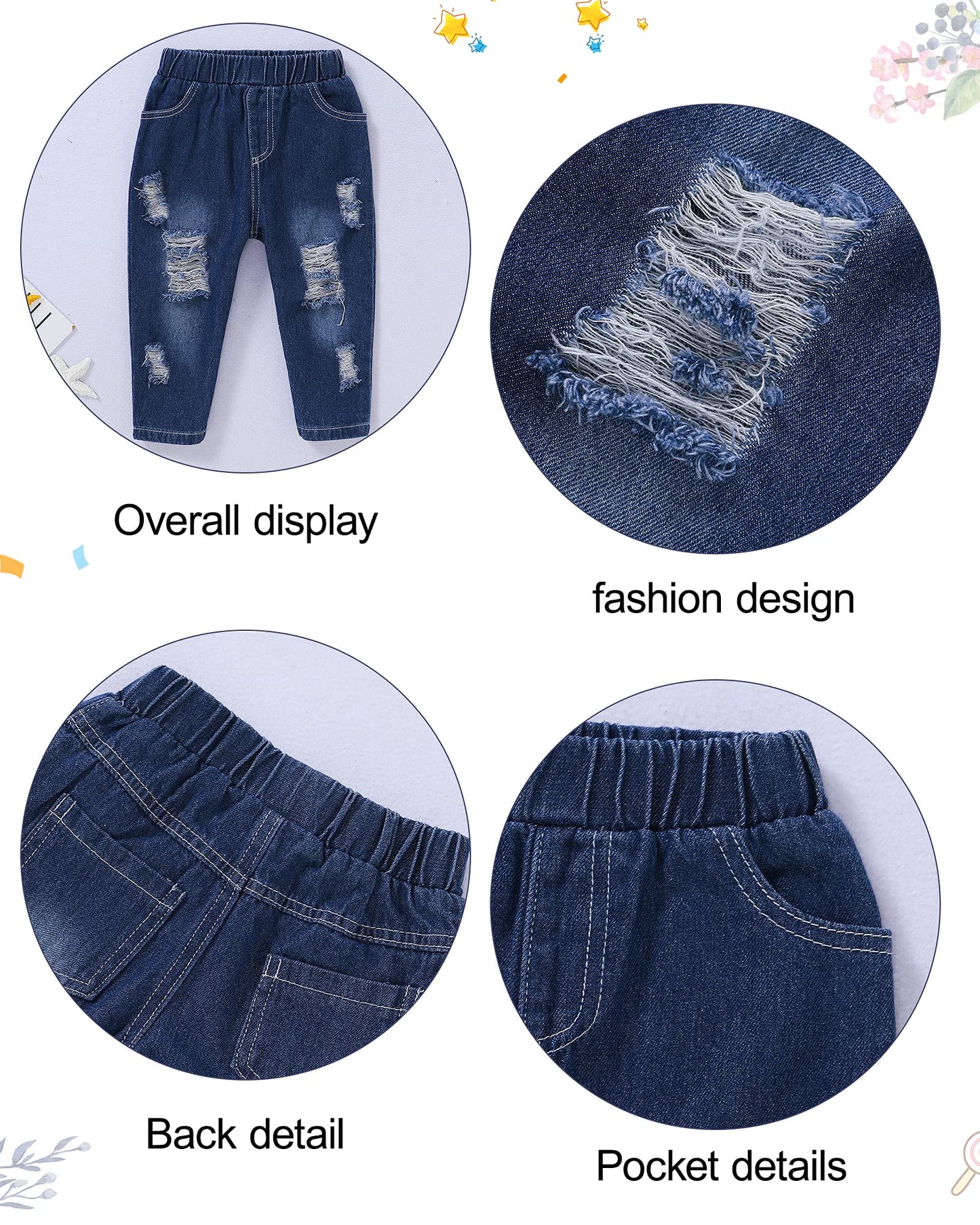 WESIDOM Baby Boy Clothes, Long Sleeve Printing Hoodie With Jeans Pants Outfits Set