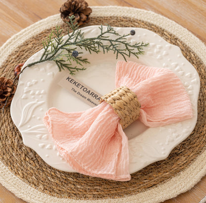 Cheesecloth Napkins 17x17 Inches Spring Cloth Handmade Washable Reusable for Mothers Day Lunch Dinner Wedding Baby Bridal Shower Party Rustic Boho Decorations Bulk Set of 6 Pink