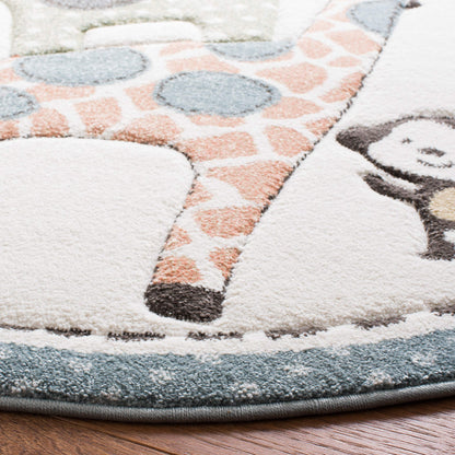 SAFAVIEH Carousel Kids Collection Accent Rug - 4' x 6', Ivory, Animal Design, Non-Shedding & Easy Care, Ideal for High Traffic Areas for Boys & Girls in Playroom, Nursery, Bedroom (CRK120A)