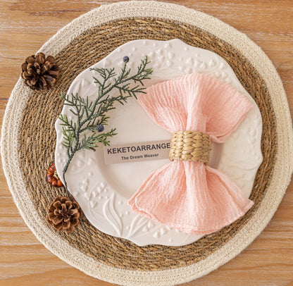 Cheesecloth Napkins 17x17 Inches Spring Cloth Handmade Washable Reusable for Mothers Day Lunch Dinner Wedding Baby Bridal Shower Party Rustic Boho Decorations Bulk Set of 6 Pink
