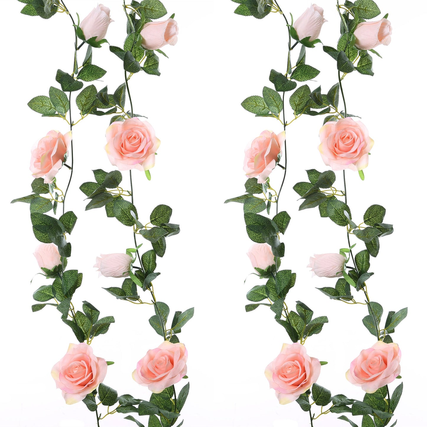 Felice Arts 2 Pack Pink Artificial Rose Garland Each 6.5FT Fake Rose Vine Hanging Floral Garland for Wedding Flowers Table Centerpiece Arrangement Baby Shower Decor