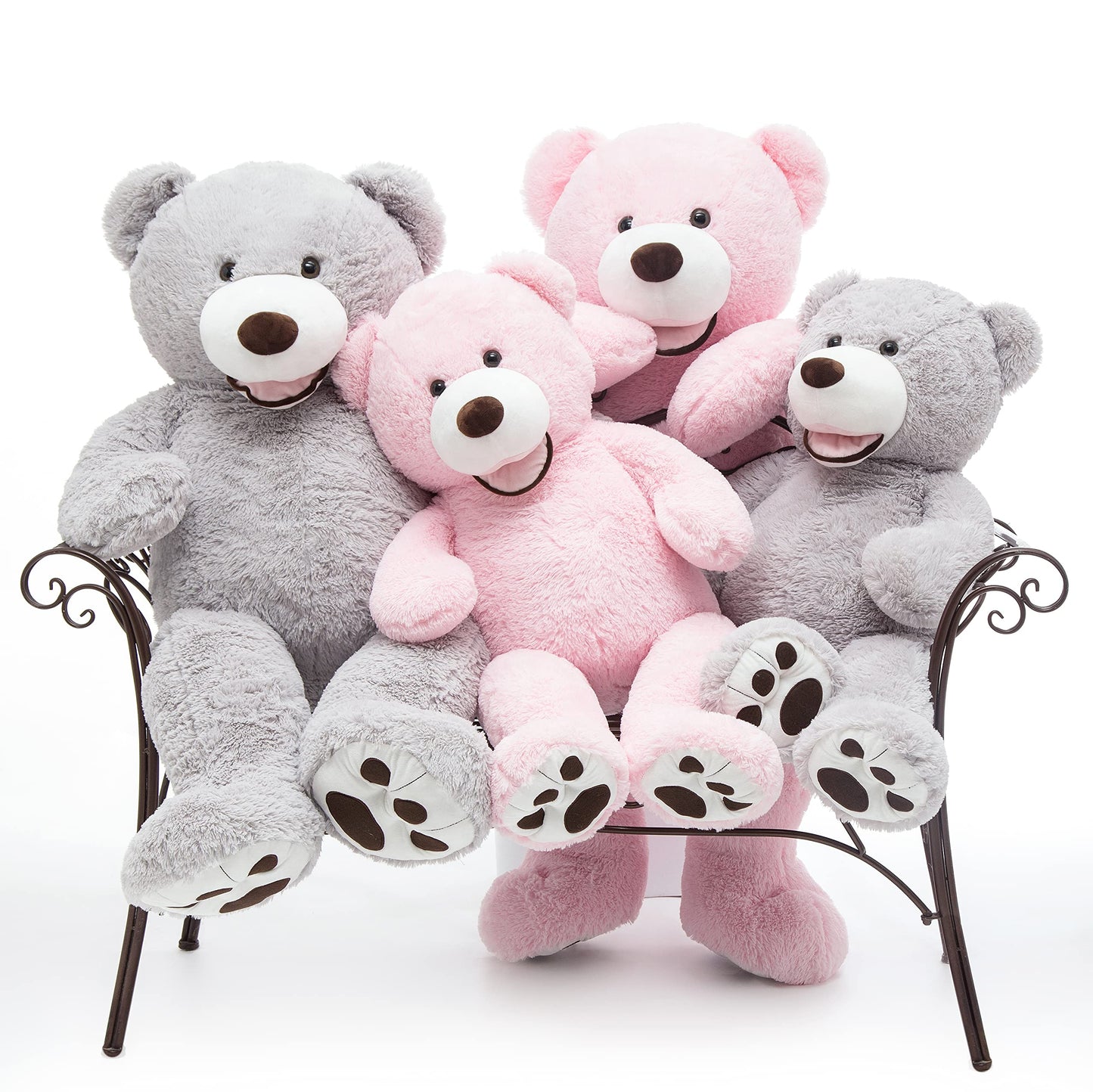 MorisMos Smile Giant Teddy Bear, 51inch Large Stuffed Bears with Big Footprints, Big Stuffed Animals Cuddly Plush Gifts for Girlfriends, Boyfriend, Dark Brown