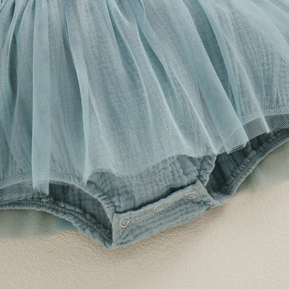 MERSARIPHY Newborn Baby Girl Summer Outfit Sleeveless Ruffle Smocked Halter Tulle Romper Dress One-piece Jumpsuit Clothes