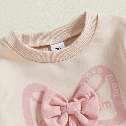 Kupretty Baby Girl Clothes Toddler Fall Winter Outfit Ruffles Crewneck Bow Pullover Sweatshirt + Joggers Pants Set