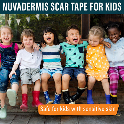NUVADERMIS Silicone Scar Sheets - Extra Long Scar Sheets for C-Section, Tummy Tuck, Keloid, and Surgical Scars - Reusable Medical Grade Silicone Scar Sheets - Pack of 4 - Light Tone
