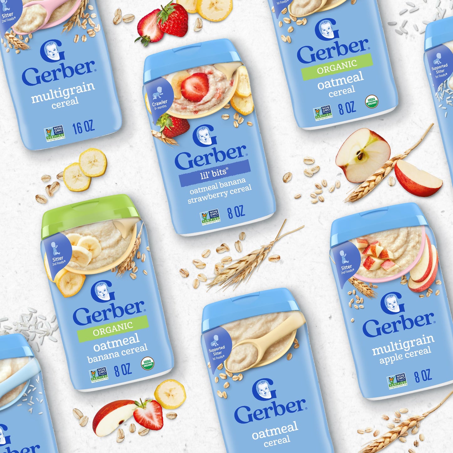 Gerber Toddler Food, Multigrain Banana Apple Strawberry Cereal, 8g Whole Grains, Iron, Zinc & Vitamin B12, Toddler Cereal, 6-Pack