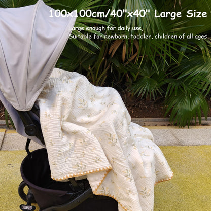Baby Soft Muslin Thick Blanket Cotton and Dotted Backing Double Layer Receiving Blanket 40"x40" Bunny