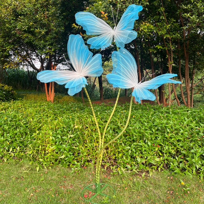 3Pcs Giant Silk Butterfly Decorations, Large Butterflys Decoration with Standing Base, for Wedding Ceremony Birthday Party Baby Shower Church Backdrop Decoration Home Decor (Pink)