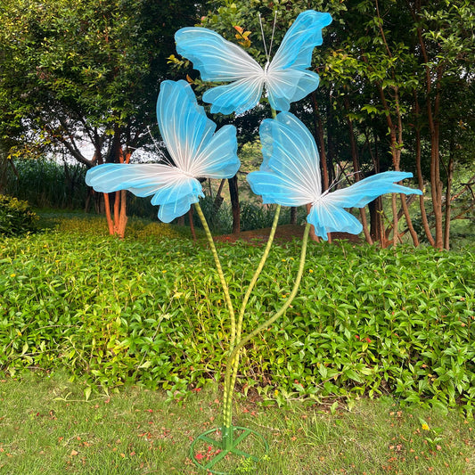 3Pcs Giant Silk Butterfly Decorations, Large Butterflys Decoration with Standing Base, for Wedding Ceremony Birthday Party Baby Shower Church Backdrop Decoration Home Decor (Pink)