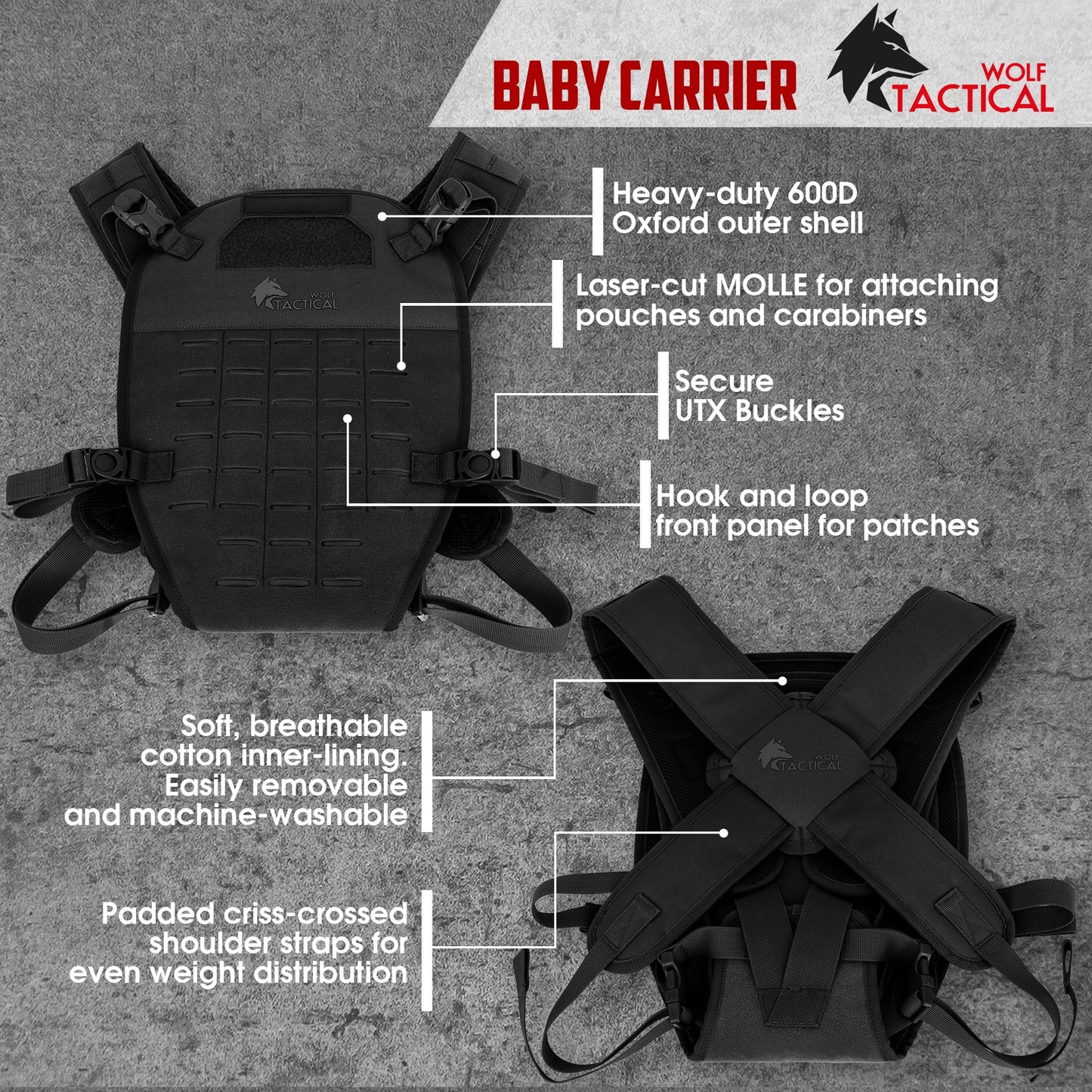 WOLF TACTICAL Toddler & Baby Carrier - Men's Infant & Toddler Carrier