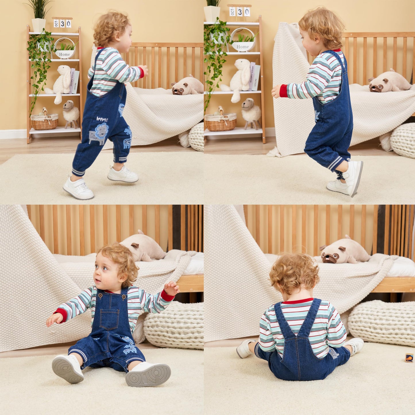 Baby Boy Clothes Set Infant Boy's Long Sleeve Romper+Dinosaur Denim Overalls Toddler Boys Fall Winter Outfits Suit