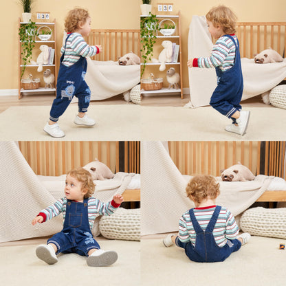 Baby Boy Clothes Set Infant Boy's Long Sleeve Romper+Dinosaur Denim Overalls Toddler Boys Fall Winter Outfits Suit