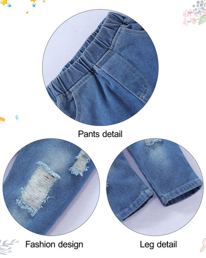 WESIDOM Baby Boy Clothes, Long Sleeve Printing Hoodie With Jeans Pants Outfits Set