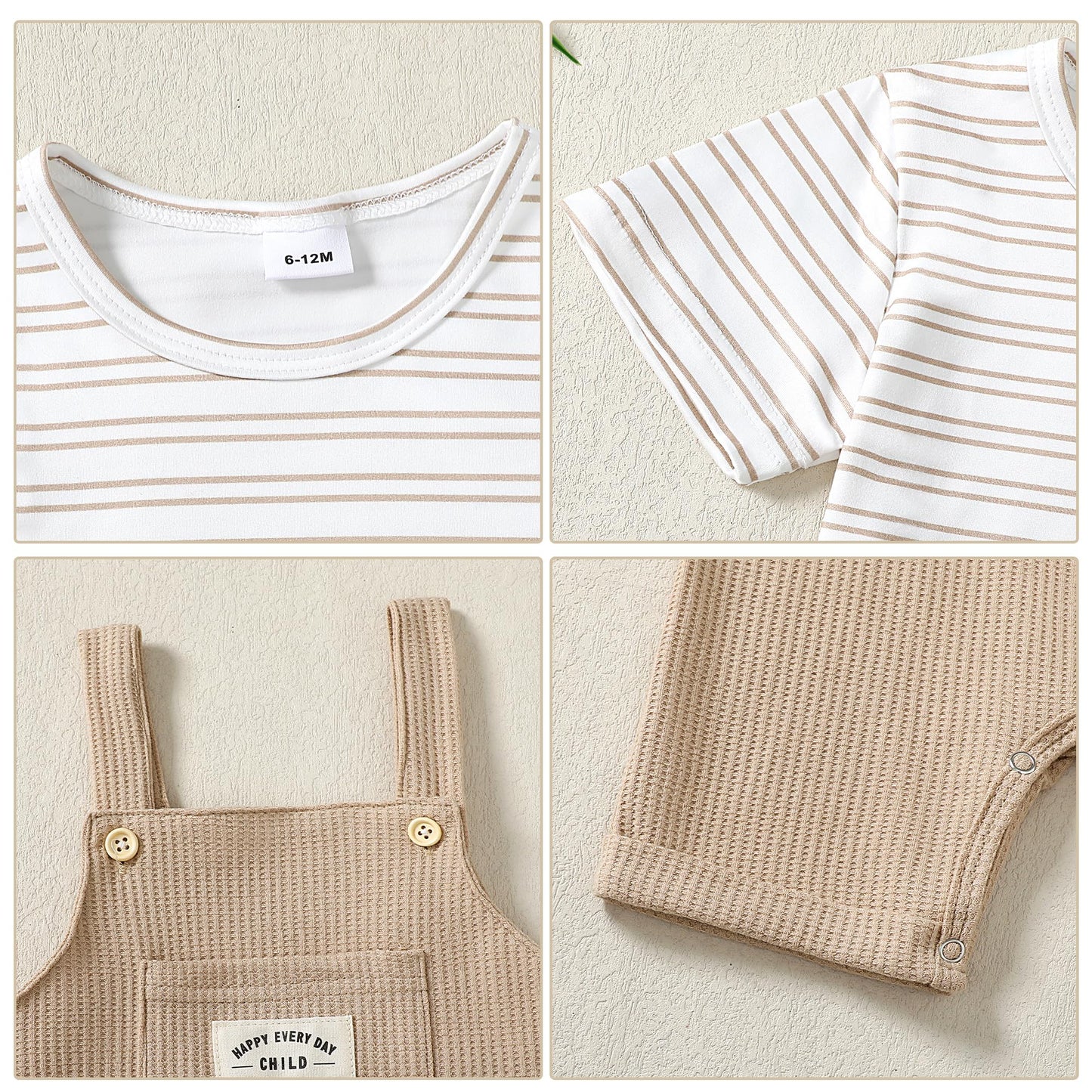 ZOEREA Toddler Baby Boys Clothes Summer Outfit Stripe T-Shirt and Shortall Romper Set Cute Jumpsuit Solid Color 6M-4T