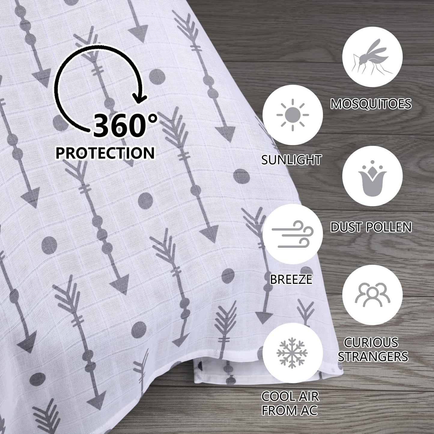 Rquite Car Seat Cover, Muslin Cotton Infant Car Seat Canopy, Breathable Baby Carrier Cover, Summer Stroller Sun Shade, Flower