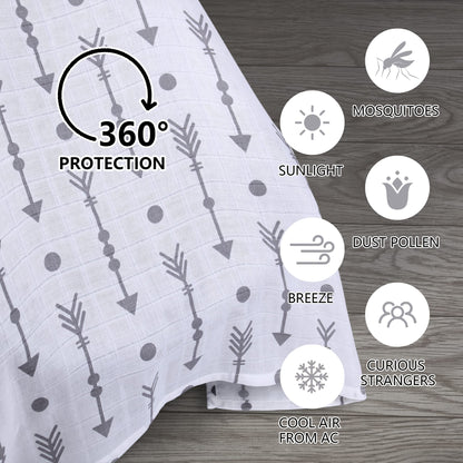 Rquite Car Seat Cover, Muslin Cotton Infant Car Seat Canopy, Breathable Baby Carrier Cover, Summer Stroller Sun Shade, Flower