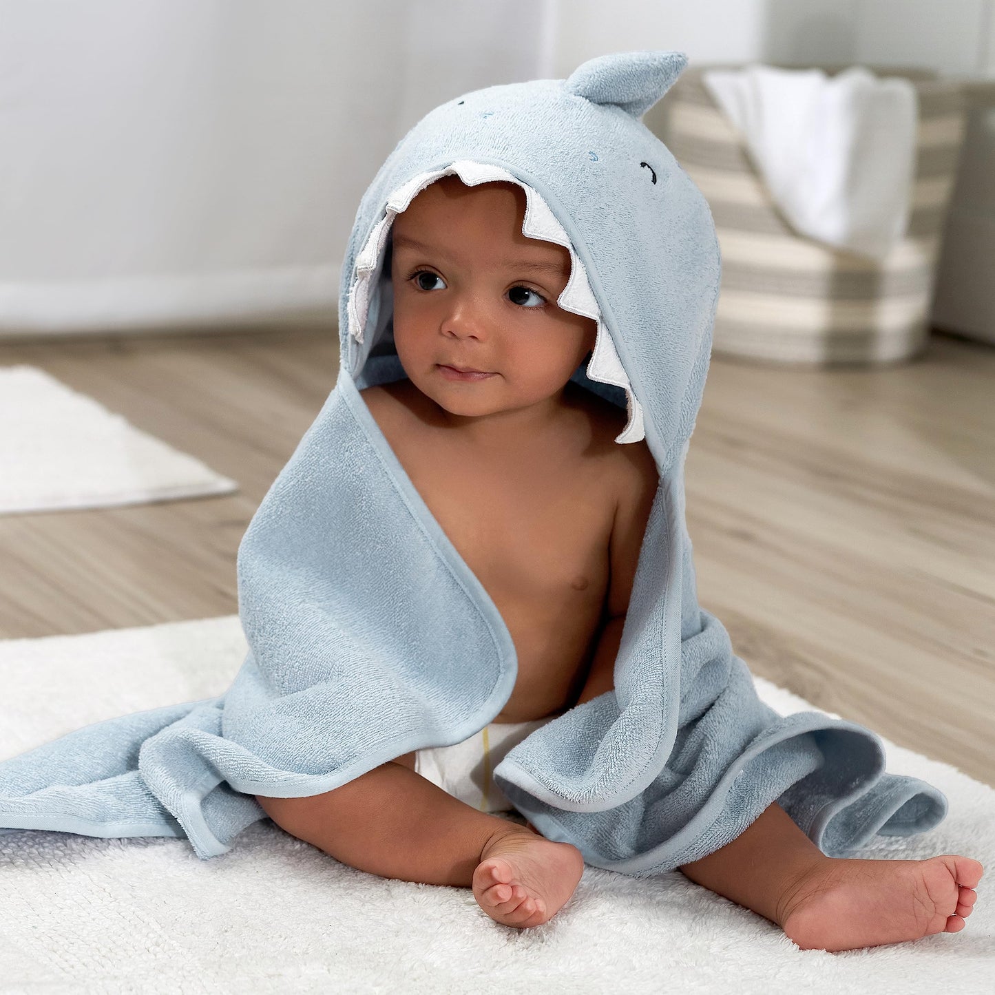 Gerber Baby 4 Piece Animal Character Hooded Towel and Washcloth Set, Brown Lion, One Size
