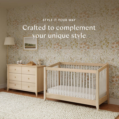 Babyletto Sprout 3-Drawer Changer Dresser with Removable Changing Tray in Washed Natural and White, Greenguard Gold Certified