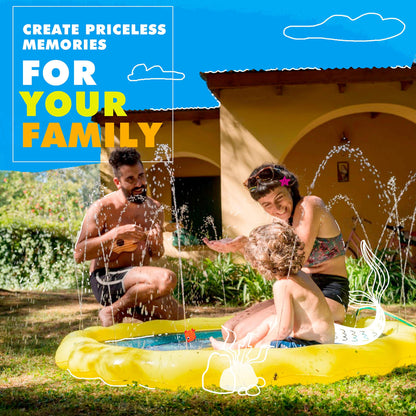 SplashEZ 3-in-1 Splash Pad, Sprinkler for Kids & Baby Pool for Learning – Toddler Sprinkler Pool, 60’’ Outside Water Toys – “from A to Z” Outdoor Play Mat for Babies & Toddlers