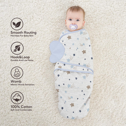 Susurration Swaddles for Newborns, 100% Cotton Baby Swaddle Sleep Sack, with Adjustable Velcro, Breathable and Durable Unisex Swaddle Sleep Sack, 3 Pack