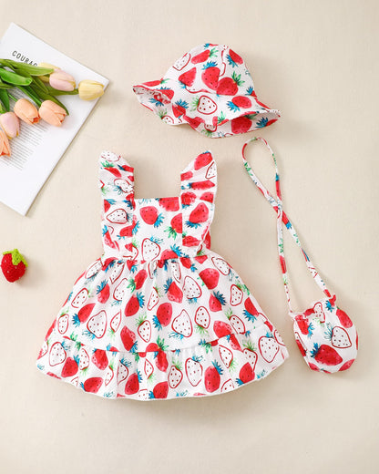Renotemy Newborn Infant Baby Girl Dresses Summer Outfits Boho Casual Sundress Gifts Toddler Clothes for Girl with Hat and Bag