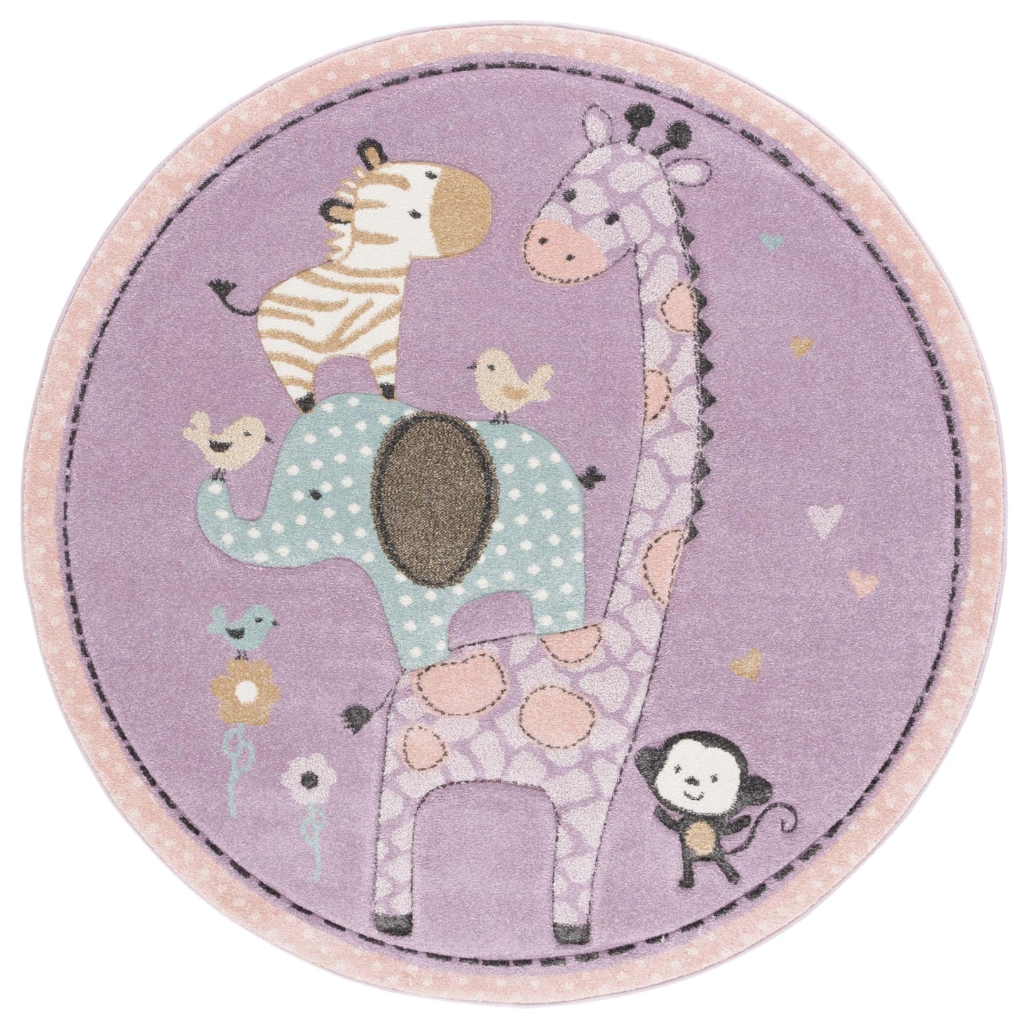 SAFAVIEH Carousel Kids Collection Accent Rug - 4' x 6', Ivory, Animal Design, Non-Shedding & Easy Care, Ideal for High Traffic Areas for Boys & Girls in Playroom, Nursery, Bedroom (CRK120A)