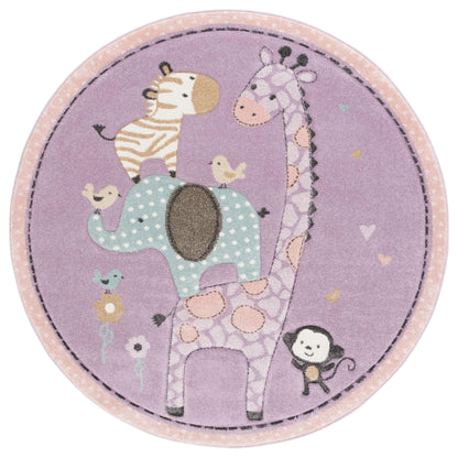 SAFAVIEH Carousel Kids Collection Accent Rug - 4' x 6', Ivory, Animal Design, Non-Shedding & Easy Care, Ideal for High Traffic Areas for Boys & Girls in Playroom, Nursery, Bedroom (CRK120A)