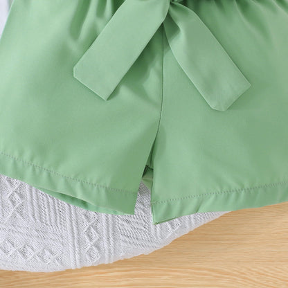 SUREPOCH Baby Girl Clothes Toddler Summer Embroidery Short Shirt Pant Girl Outfit Sleeveless Top Clothes Set