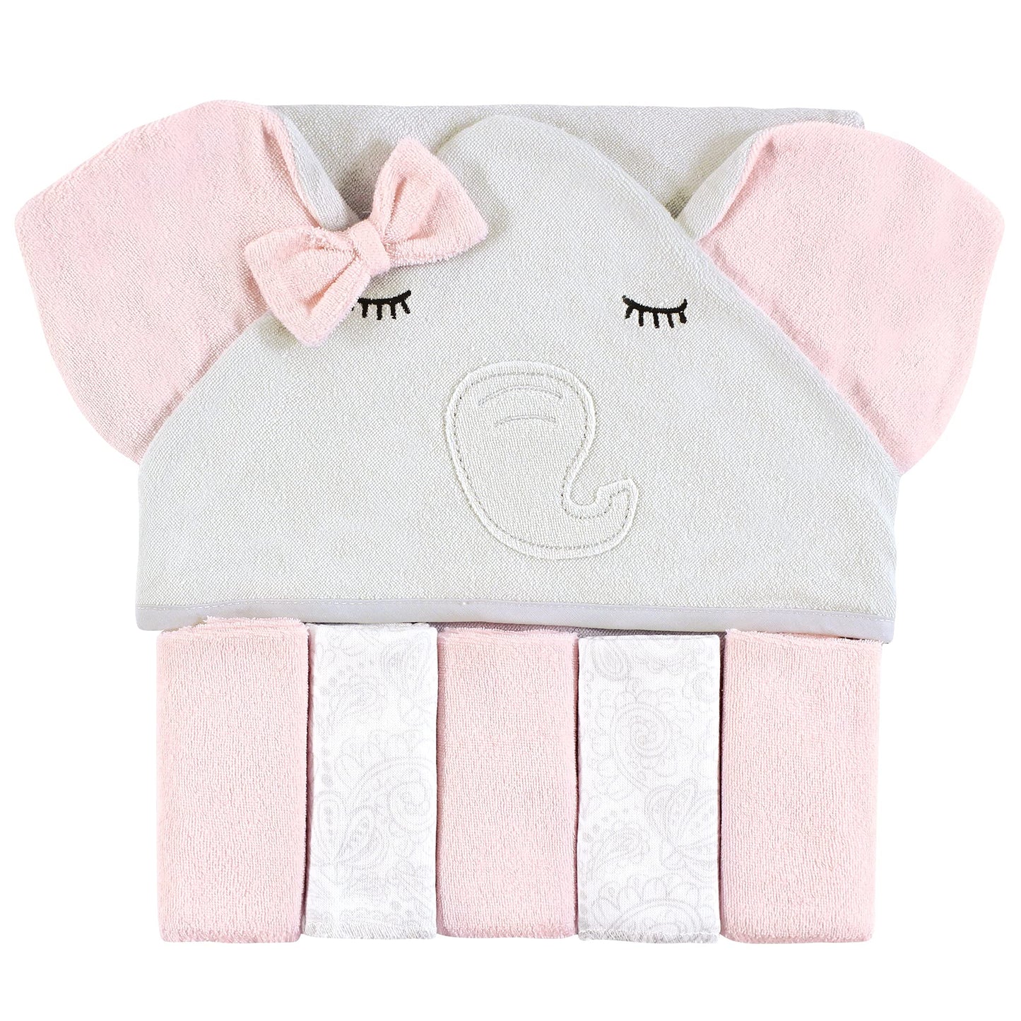 Hudson Baby Unisex Baby Hooded Towel and Five Washcloths, Modern Giraffe, One Size