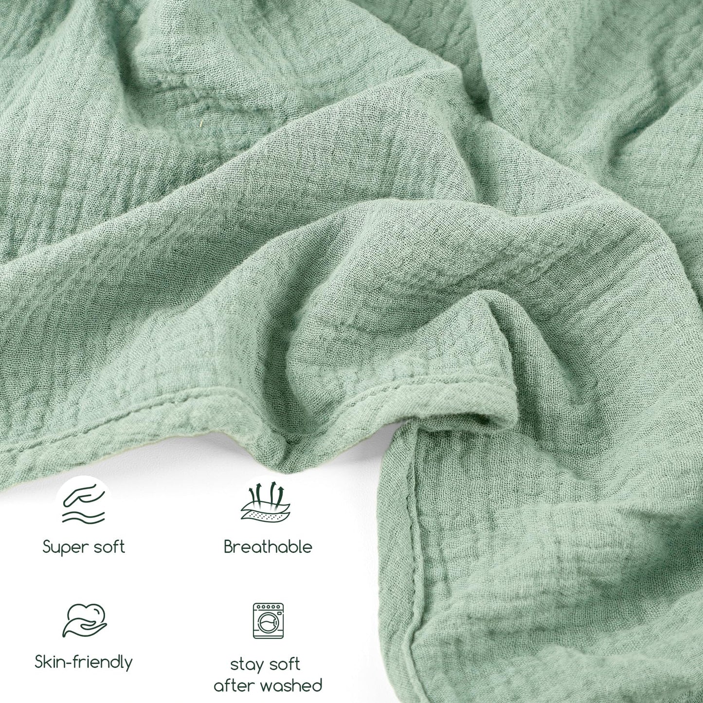 2 in 1 Muslin Infant Car Seat Cover, Multi-Purpose Breastfeeding Covers for Nursing, Breathable Carseat Cover for Baby Girls, Green