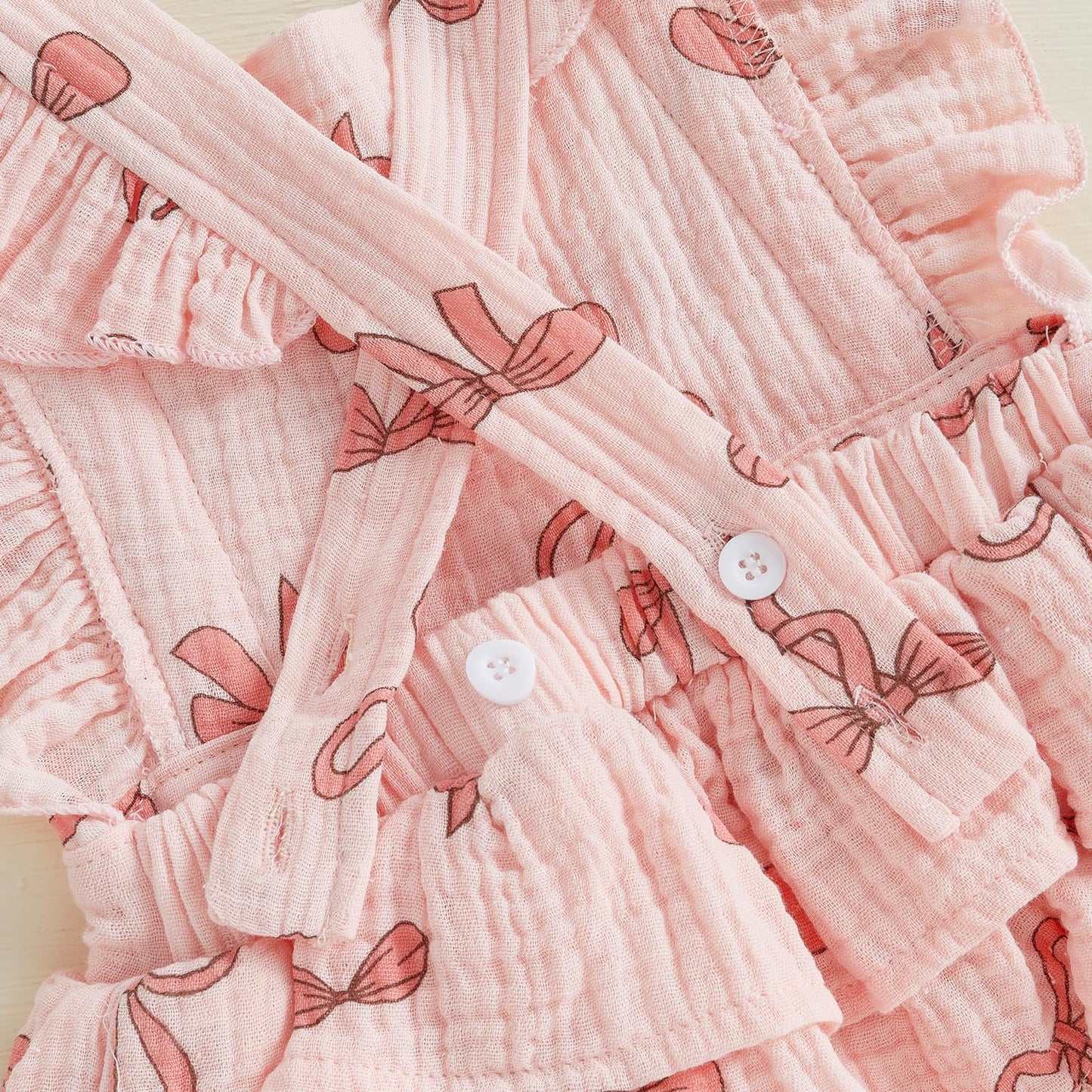 Baby Girls Flutter Sleeve Ruffles Layered Romper Dress Cute Patterns Printed Holiday Outfit with Headband